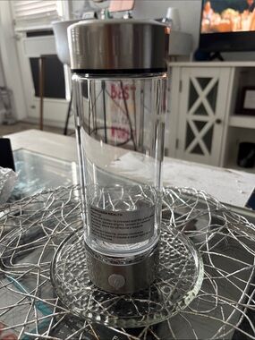 Stainless Steel & Clear Glass Hydrogen Water Bottle - Silver